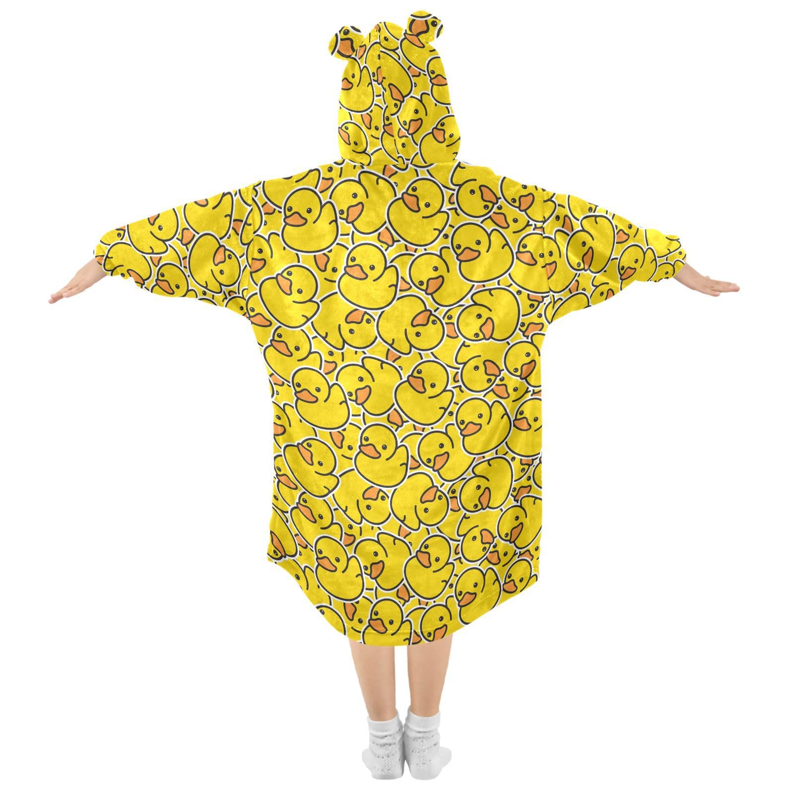 Sletend Wearable Blanket Hoodie Cute Yellow Duck Hoodie Blankets Sweatshirt for Girls Boy Super Soft Warm Cozy Oversized Blanket Hoodie with Pocket,Large