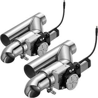 SPELAB 2.5 Inch Dual Electric Exhaust Cutout Kit with Remote Control & Elbow Muffler - Boost Power & Aggressive Sound