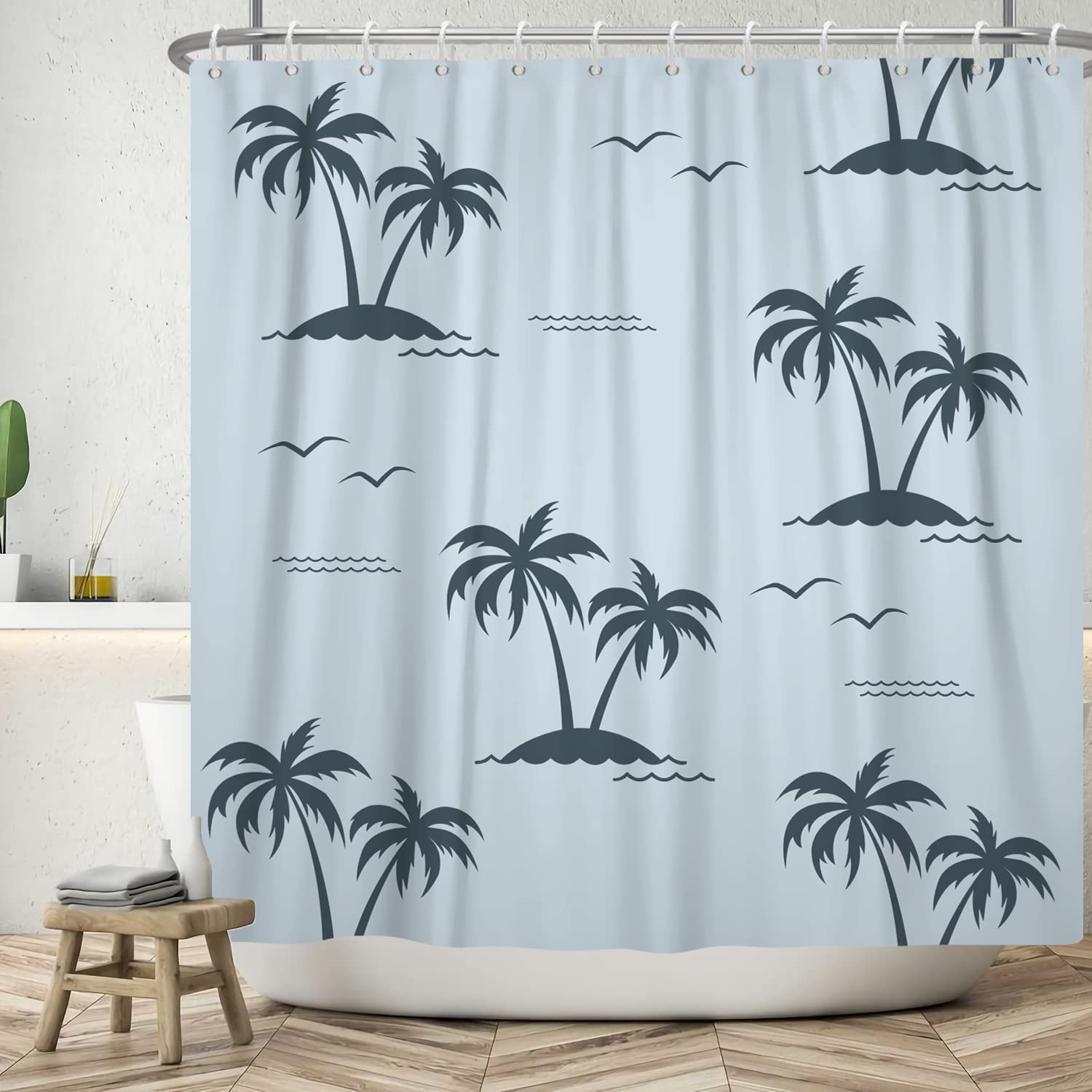 183x213cm Cortina de Baño Bohemia Impermeable Cortina de Ducha de Arte Abstracto Planta Tropical de Medio Siglo Cortinas de Ducha Lavables para Bañera con Gancho — view 29