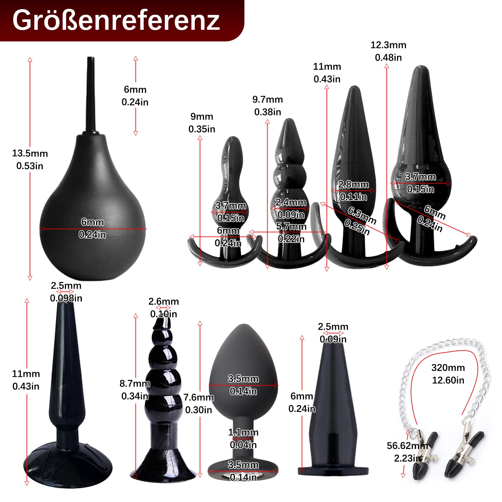 BDSMYEE 16 PCS Plug Analesex Kit, Donna Uomo Anale Plug con vibrazione, Plug per Adulti Sextoy, SM bondage fetish Anal Sesso Giocattoli Donne Uomo Coppia