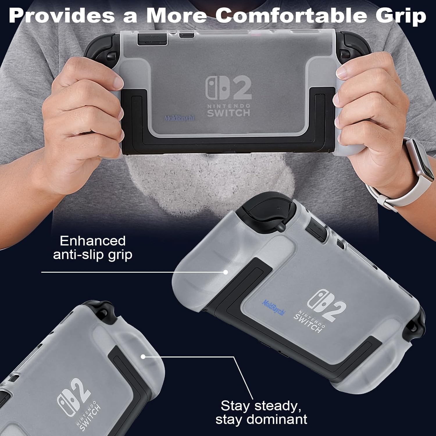 Protective Case for Nintendo Switch 2, Slim Dockable TPU Cover, Kickstand Compatible, Shockproof Protection - Lightweight Design, No Front Screen Layer -Clear Black/ -Clear White (Clear White) - Image 4