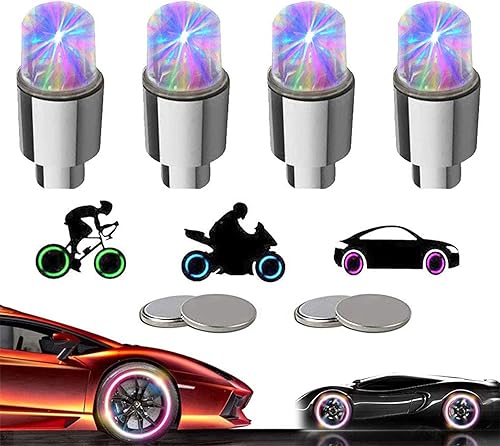 Luces LED para neumáticos de automóvil, paquete de 4 unidades, tapones para válvulas de camión, bicicleta, carrito de golf, luz de rueda de
