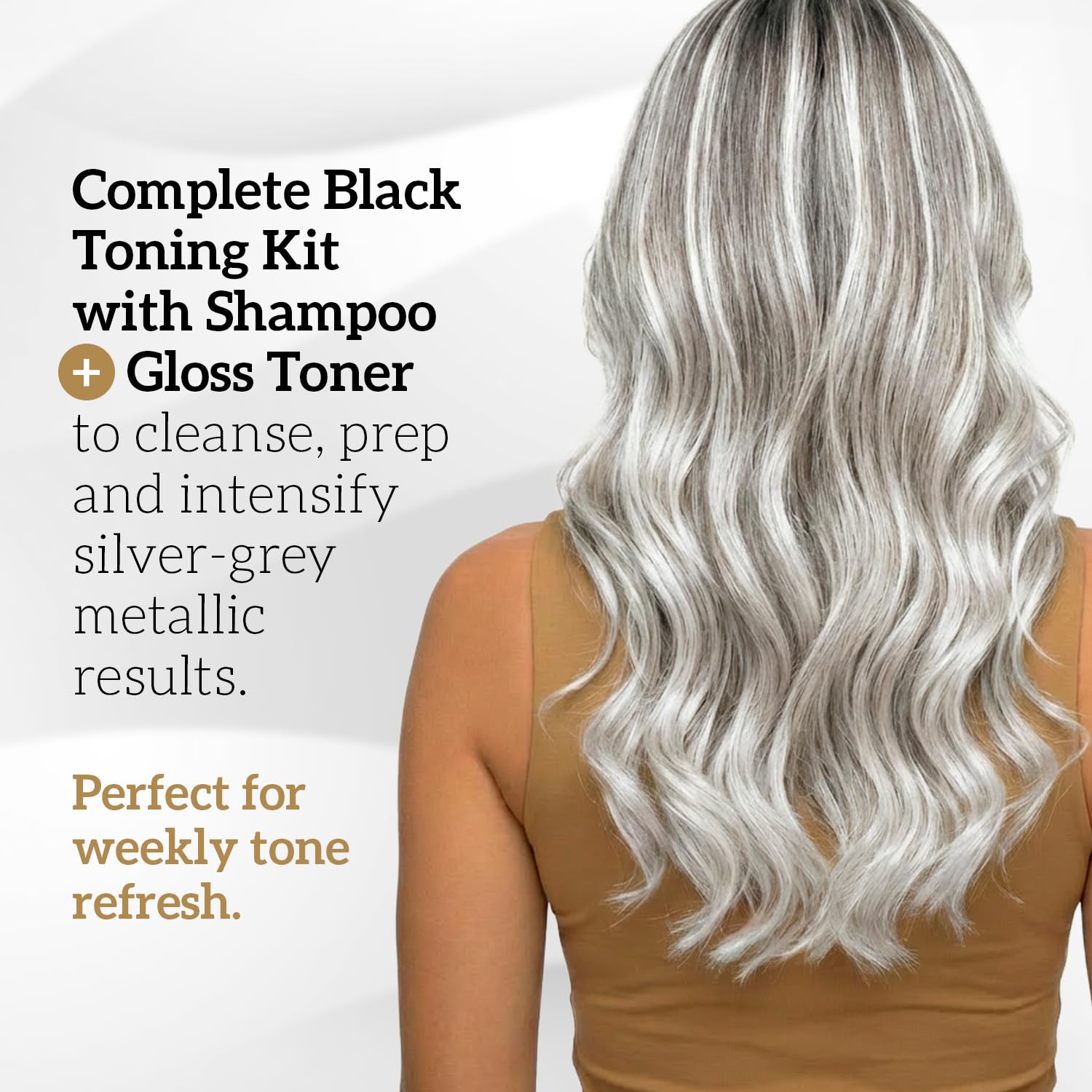 Robson Peluquero Black Toning Kit for Blonde Hair | Toning Shampoo + Hair Toner Gloss |Metallic Silver, Graphite, Steel Grey for Brassy, Bleached & Highlighted Hair| Hydrates & Restores – 2x10.1 Fl Oz