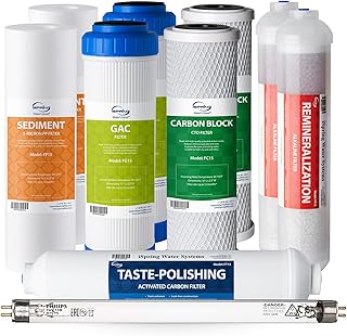iSpring F10KU NSF Certified 1-Year Replacement Filter Set for 7-Stage RO Water Filtration Systems, Includes Alkaline Miner...