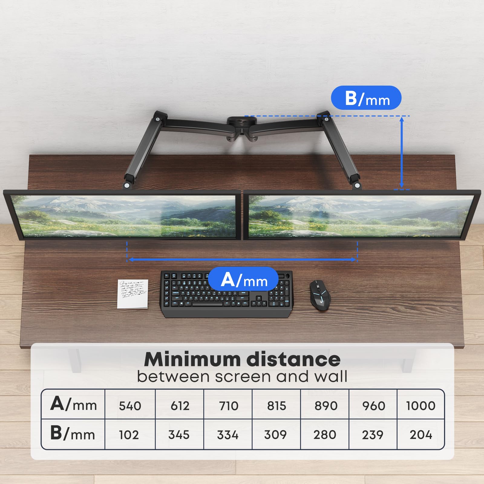 Soporte de Pared para 2 monitores de 24–45'', 12 kg por Brazo
