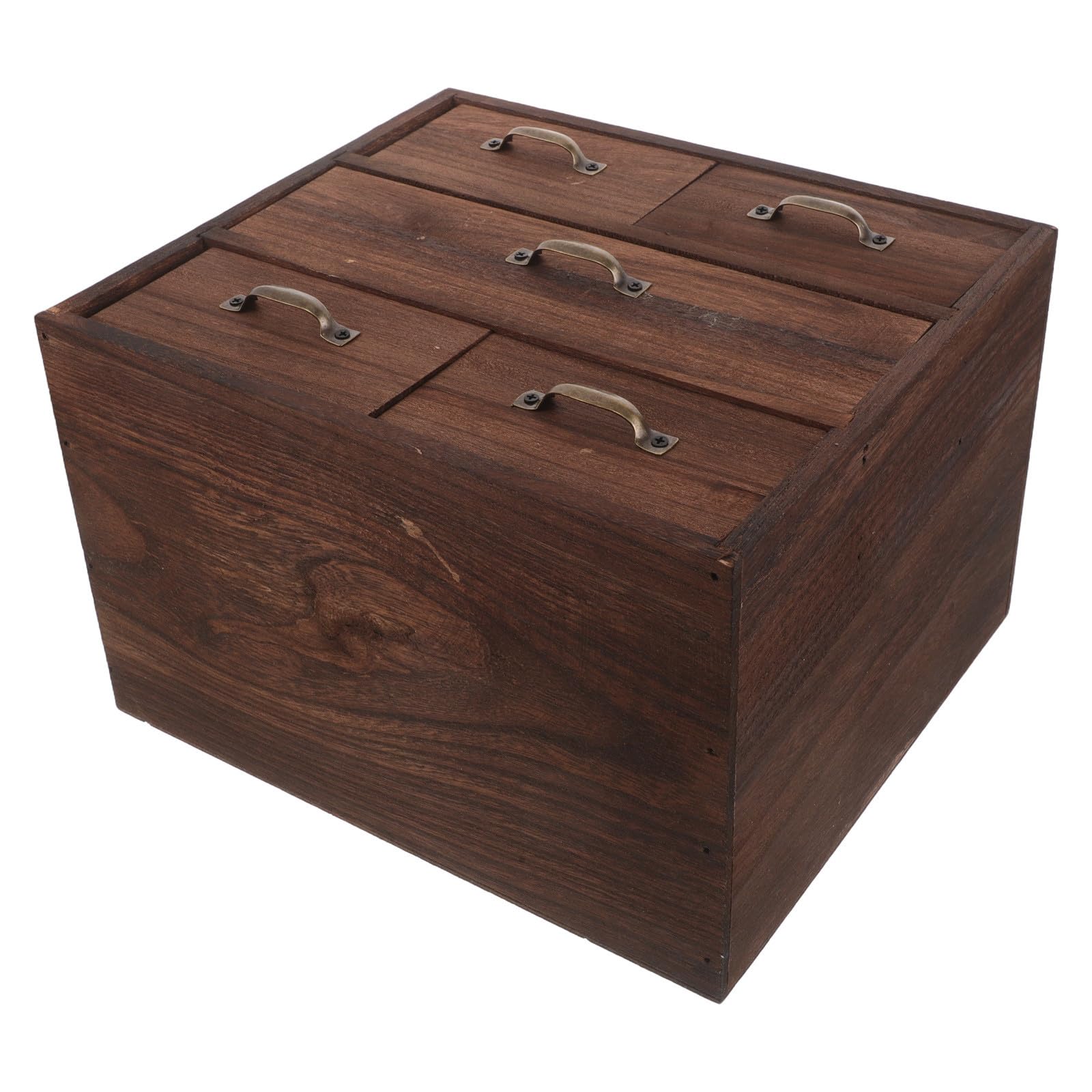 UKCOCO Holzbox mit 5 Schubladen Schreibtisch Organizer und Metall Mehrschichtiger Stauraum für Effiziente Ordnung im Büro und Badezimmer