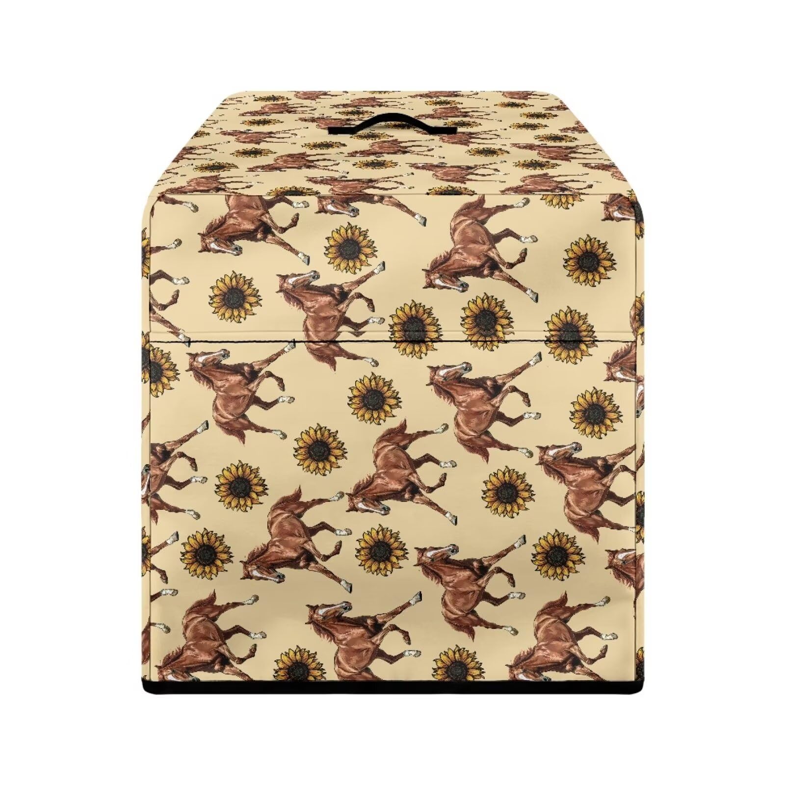 Suhoaziia Sunflower Horse Foldable Meat Slicer Cover Food Slicer Cover with Organizer Bag for Accessories Dustproof Handle Meat Slicer Cover Protector