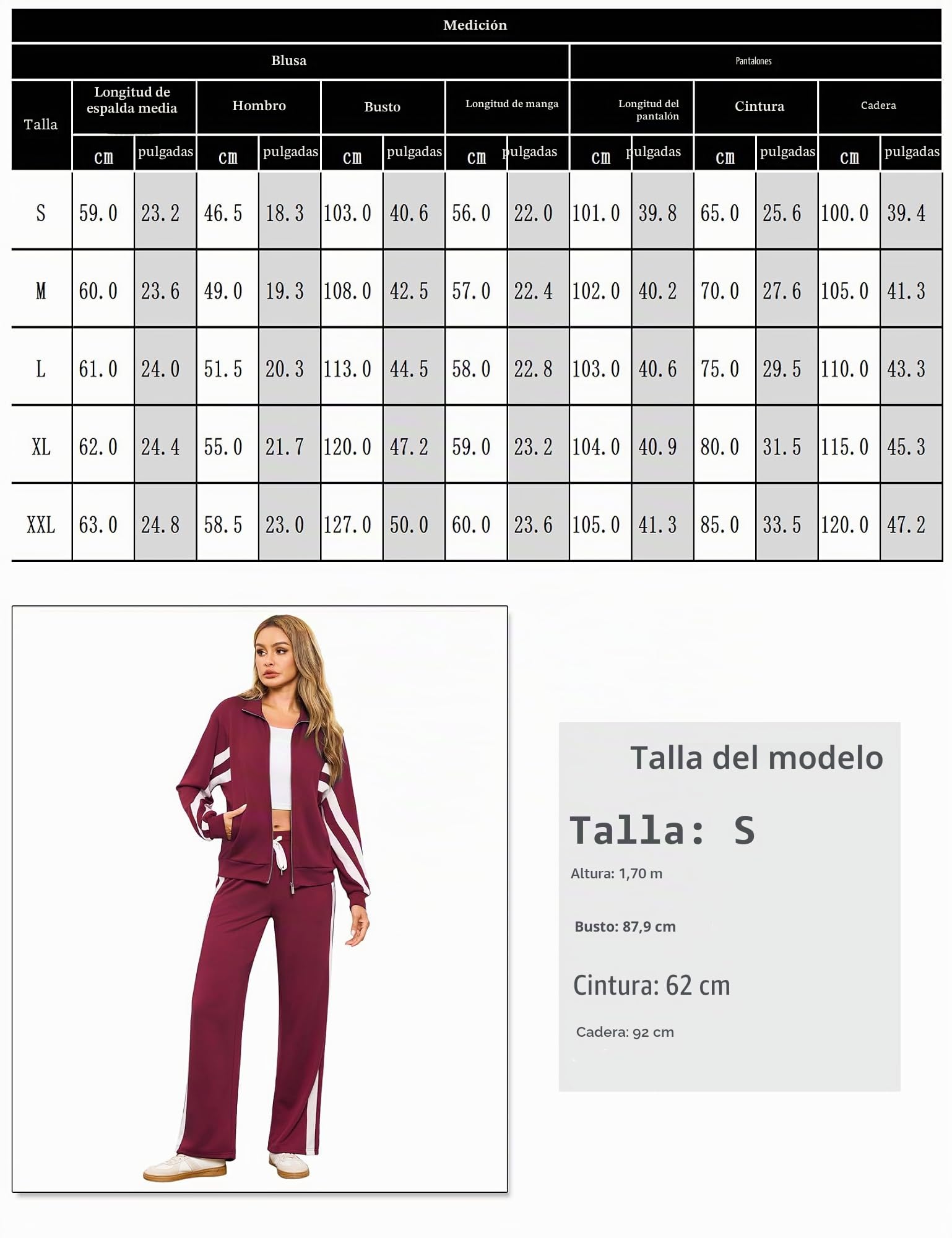 Terecey Chándal Mujer Dos Piezas Bicolor Cremallera Corte Recto Rojo