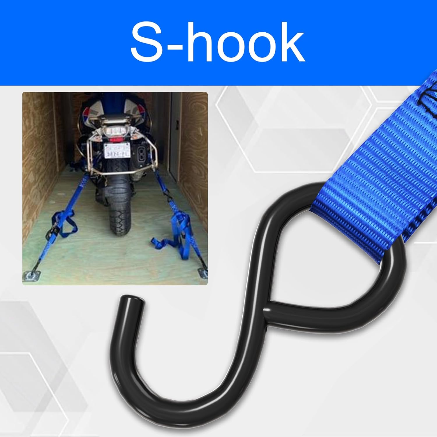 XSTRAP STANDARD Ratchet Tie Down Straps 8PK 1'' x 10 ft - 900 LB Break Strength Cargo Straps for Moving Appliances, Lawn Equipment, Motorcycle (Blue) - Image 7