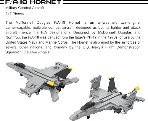 Miniatura 3 de Apostrophe Games 5 juegos de bloques de construcción militares (728 piezas) FA-18 Hornet, F-14 Tomcat Fighter Jet, AH-64 Apache Helicopter, M2