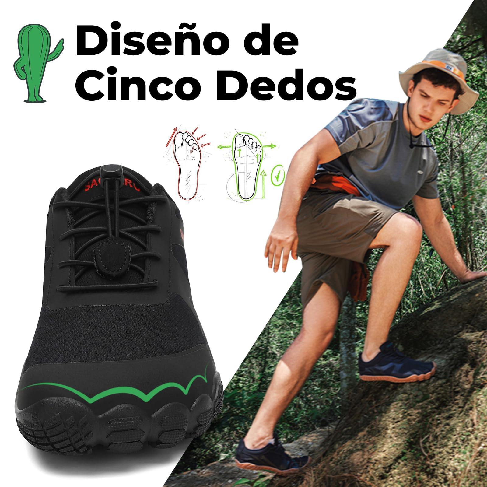 SAGUARO Barefoot Zapatillas Minimalista Ligera Zapatillas de Trail Running para Zero Drop Soles, Gr.36-48