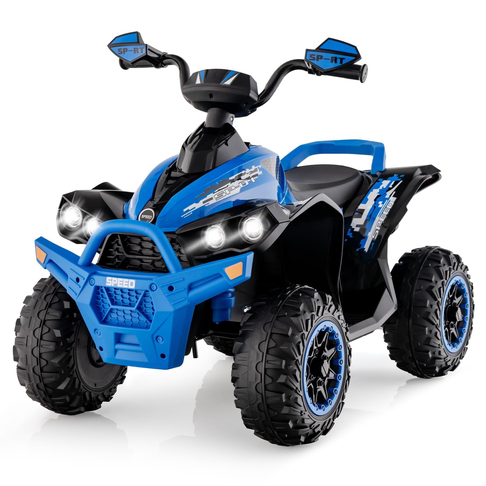 RELAX4LIFE Quad Elettrico per Bambini 3-8 Anni con Velocità Regolabile, Auto a Batteria Multifunzione 12V con Anteriore e Posteriore, Luci a LED, Musica, Pedale, Clacson, Carica 35KG (BLU)
