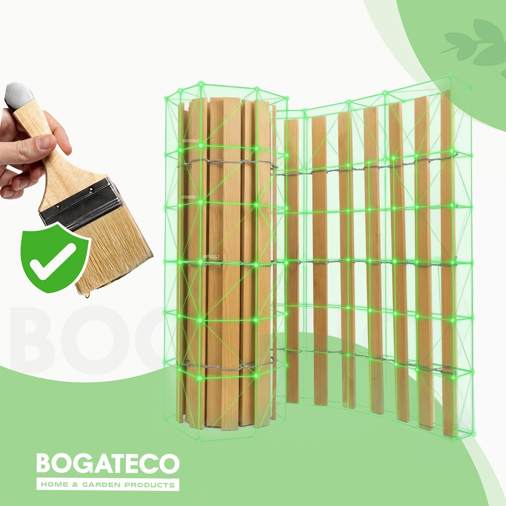 BOGATECO Houten hek, houten omheining, 100 hoog en 300 cm lang