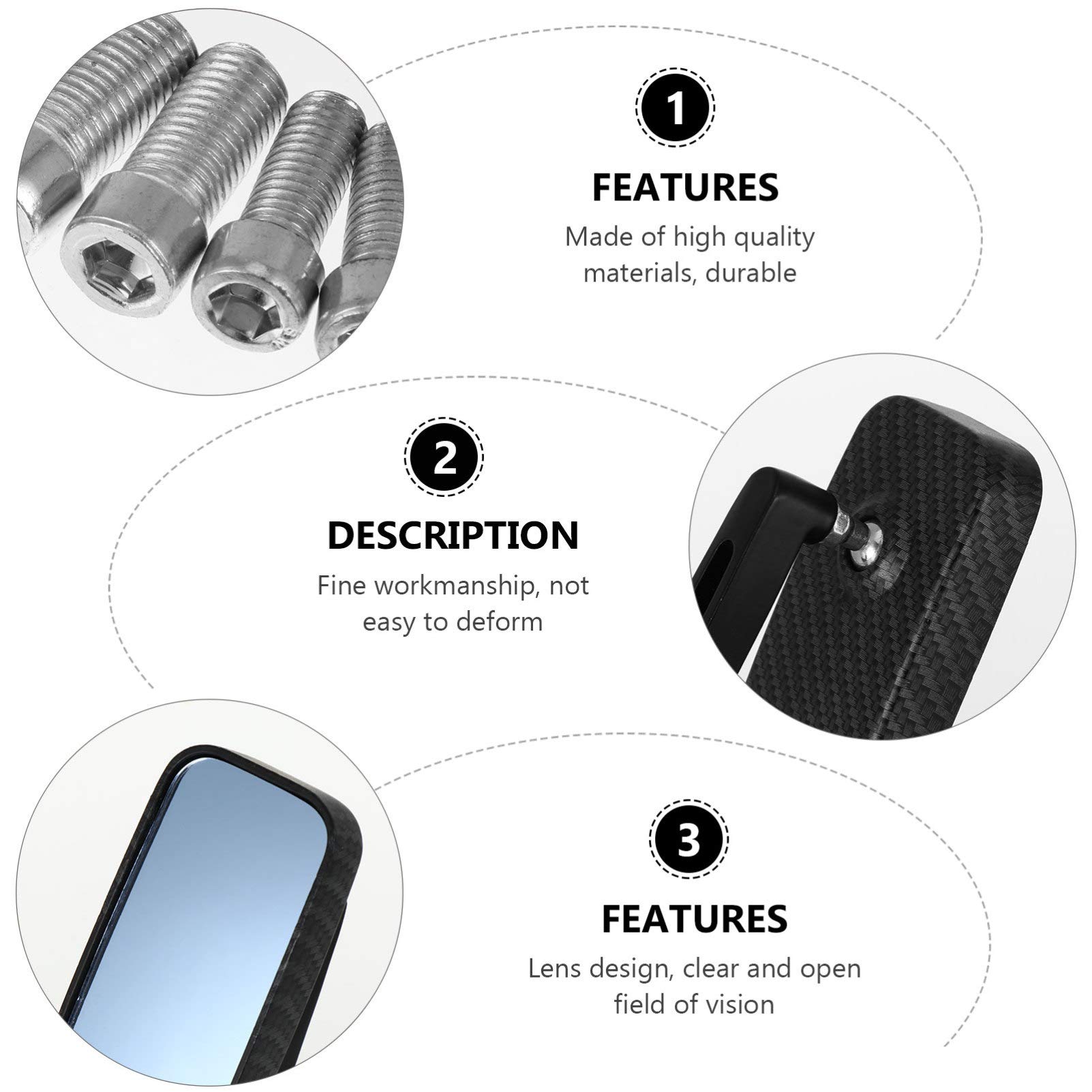 Specchietti Moto Manubrio 2 Pezzi in Alluminio Abs Neri | Rotazione 360 Gradi, Struttura Pieghevole, Design Essenziale, per Naked