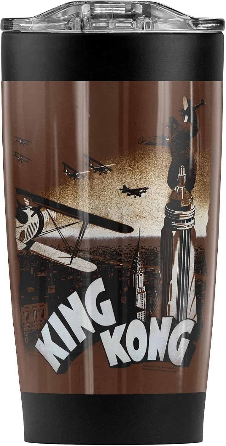 Logovision King Kong Final Battle Stainless Steel Tumbler 20 oz Coffee Travel Mug/Cup, Vacuum Insulated & Double Wall with Leakproof Sliding Lid | Great for Hot Drinks and Cold Beverages