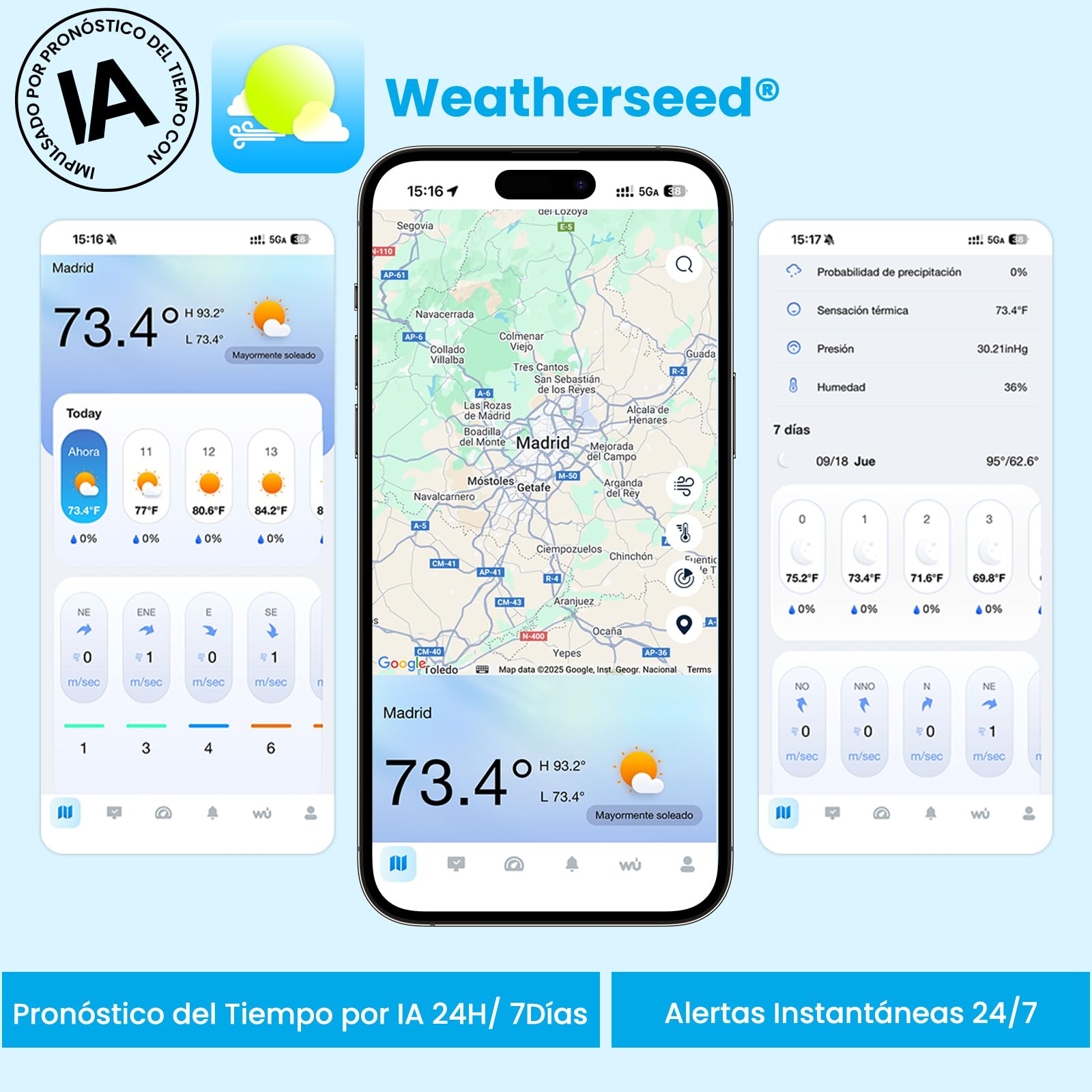 Sainlogic WiFi Smart Weather Station SA9 with 24H/ 7Days Accurate Weather Forecast by Weatherseed® AI, 8.5" Large Display,UV,Sun Light,Rain Gauge,Wind Gauge,2-Year Data Storage & Export（Only 2.4G）