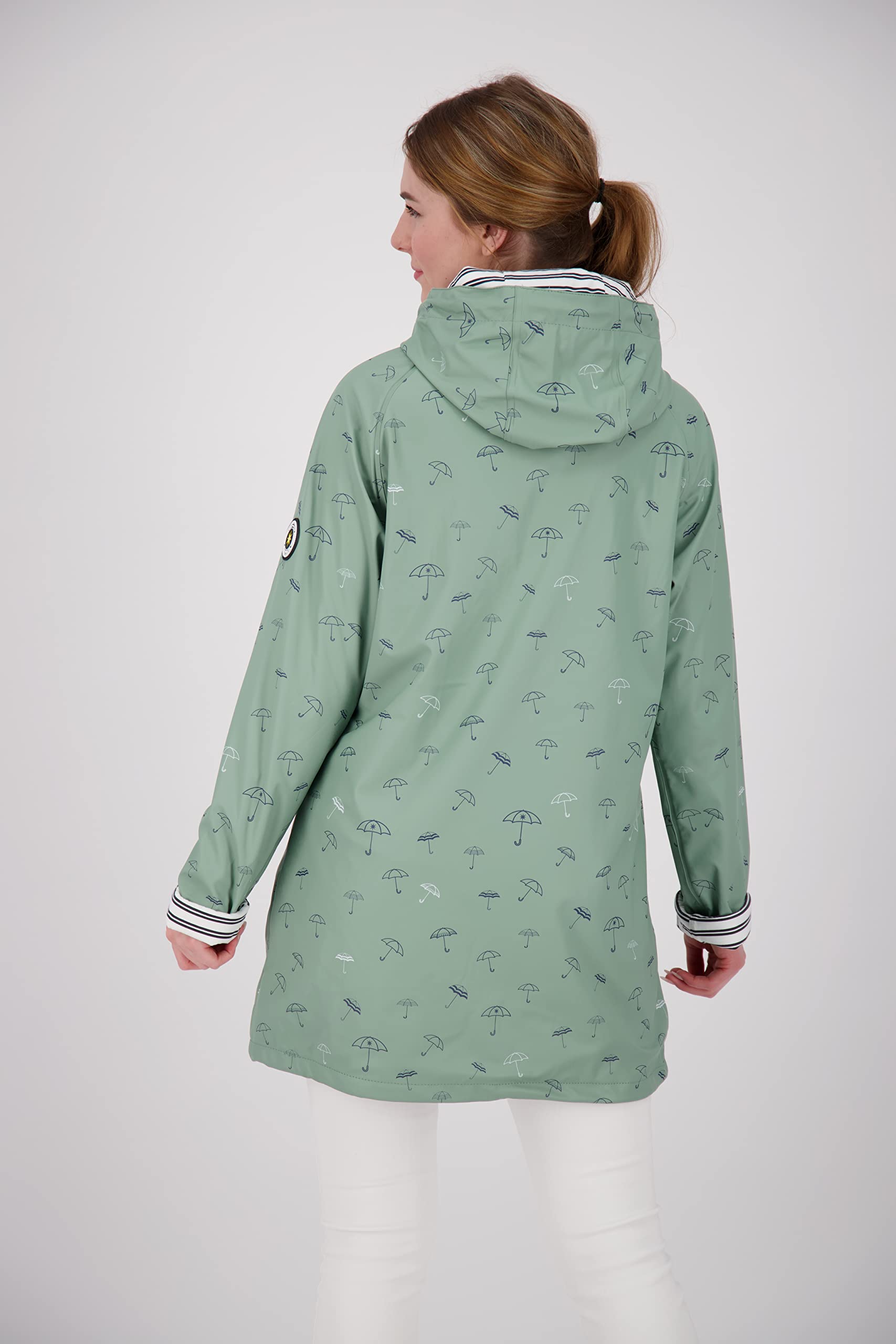 Ankerglut Damen Damen Friesennerz Regenmantel Regenjacke mit Kapuze Gefüttert Wasserdicht Wetterfest Übergangsjacke #Ankerglutbucht Regenjacke (1er Pack)