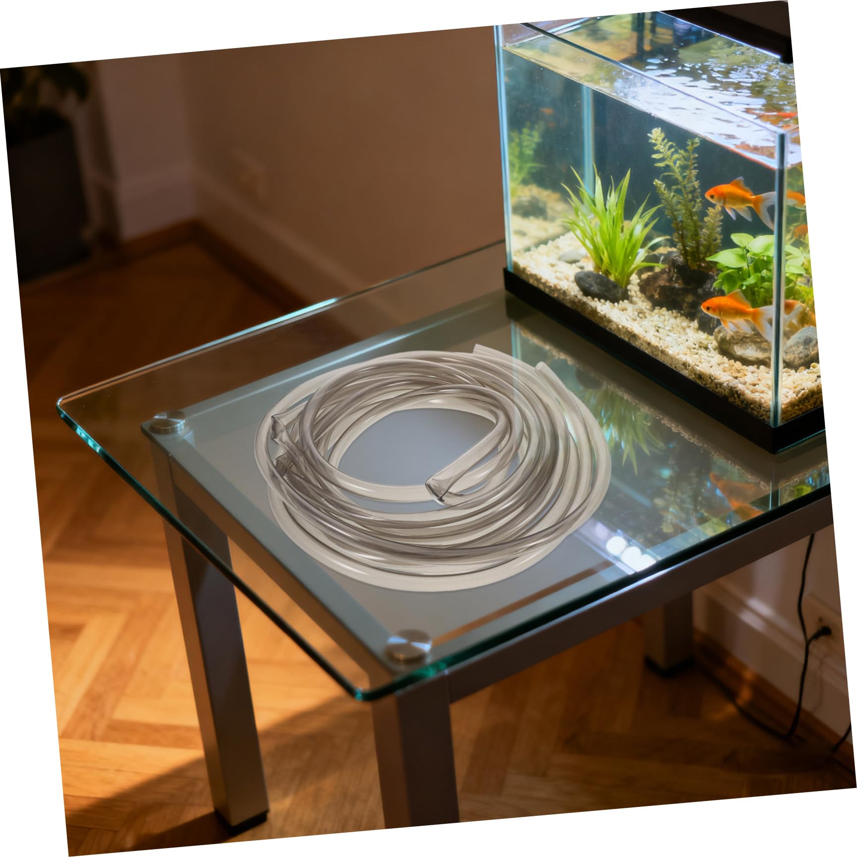 Aquarium Siphonschlauch 5m mit PVC Reduzierstück und Schlauchschelle Kieswaschsauger für Süß und Meerwasseraquarien Manuelles Wasserwechsel und Reinigungsset