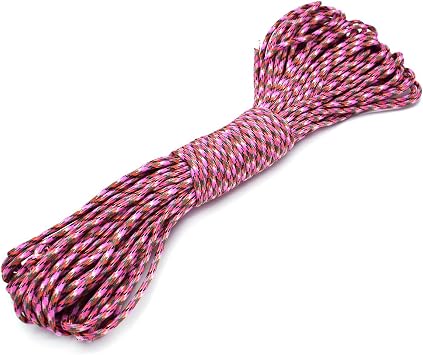 100ft Type III 7 Strand Core Paracord 550 Parachute 62# Pink+Red Camo