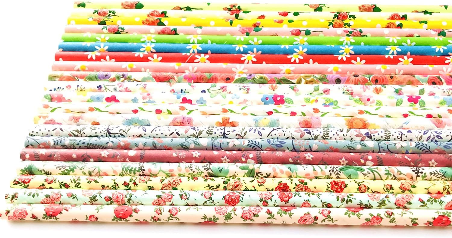 500 Pcs Mixed 20 Styles Floral Paper Straws Bulk, Assorted Multi Colorful Spring Wedding Garden Tea Party Drinking Straws, Vintage Rose Daisy Ditsy Retro Decor Craft Cake Pop Sticks (Assorted Flower)