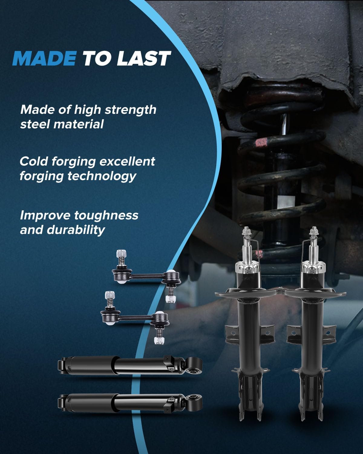 72712 72713 344500 K750279 Front Complete Struts Assembly Rear shock absorber Stabilizer Bar Link Fit for 2011-2013 for Kia Sorento Strut Spring Assemblies 6PCS