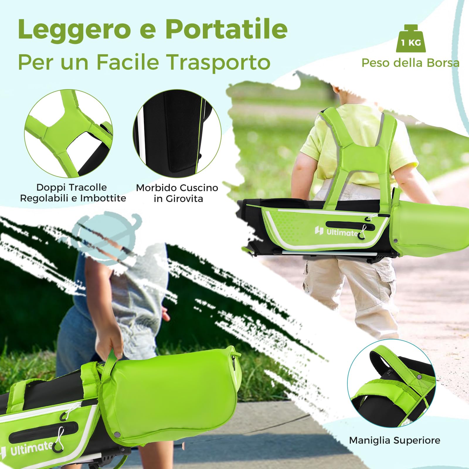 COSTWAY Set di Mazze da Golf per Bambini 5-7 Anni, Set Allenamento Golf con Sacca, Fodera Impermeabile, Legno di Fairway 3, Ferro 7, Ferro S e Putter per Bambini e Bambine, Destrorso