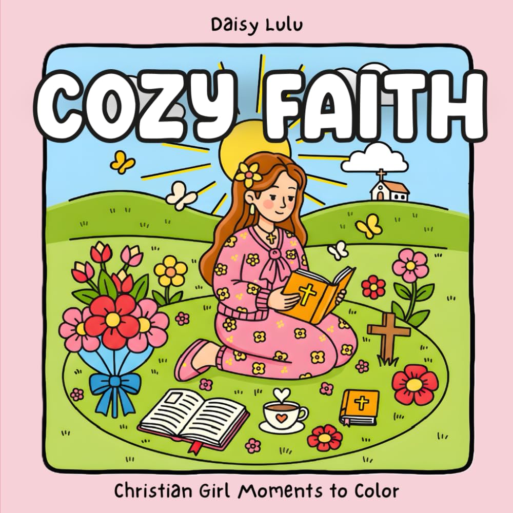 Cozy Faith - A Cute & Cozy Christian Coloring Book for Kids & Adults: Bold & Easy Christian Girl Moments Devotional Coloring Pages with Prayer, Bible ... Religious Scenes for Relaxation & Inspiration