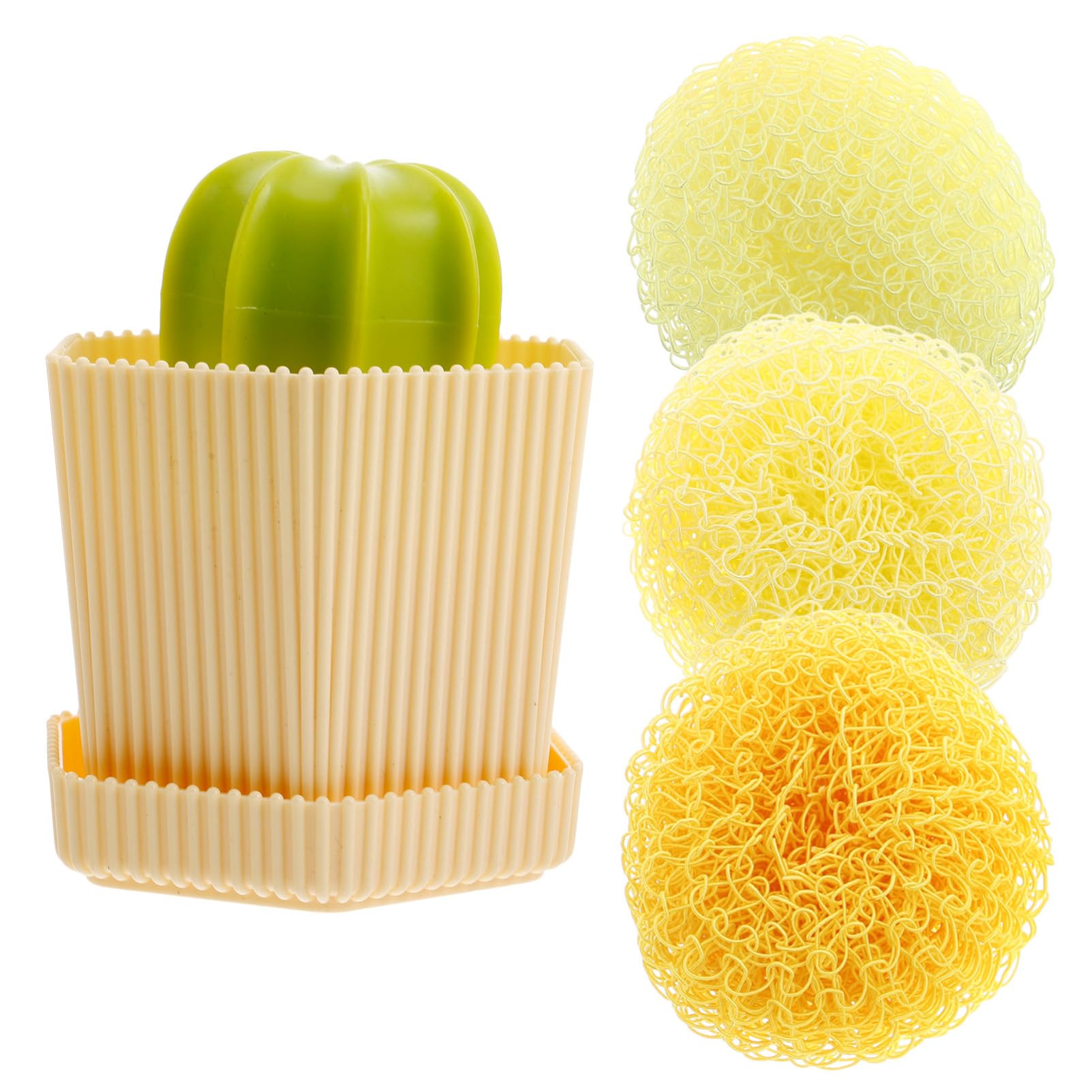 SOLUSTRE Ergonomic Handle Dishwashing Brush Dish Soap Dispenser Brush Set for Kitchen with Small Head