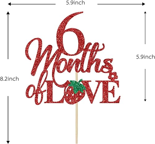 Miniatura 4 de Decoración para pastel de 6 meses de amor, decoraciones de pastel de cumpleaños de 6 meses, 12 camino a uno, decoraciones de medio cumpleaños de