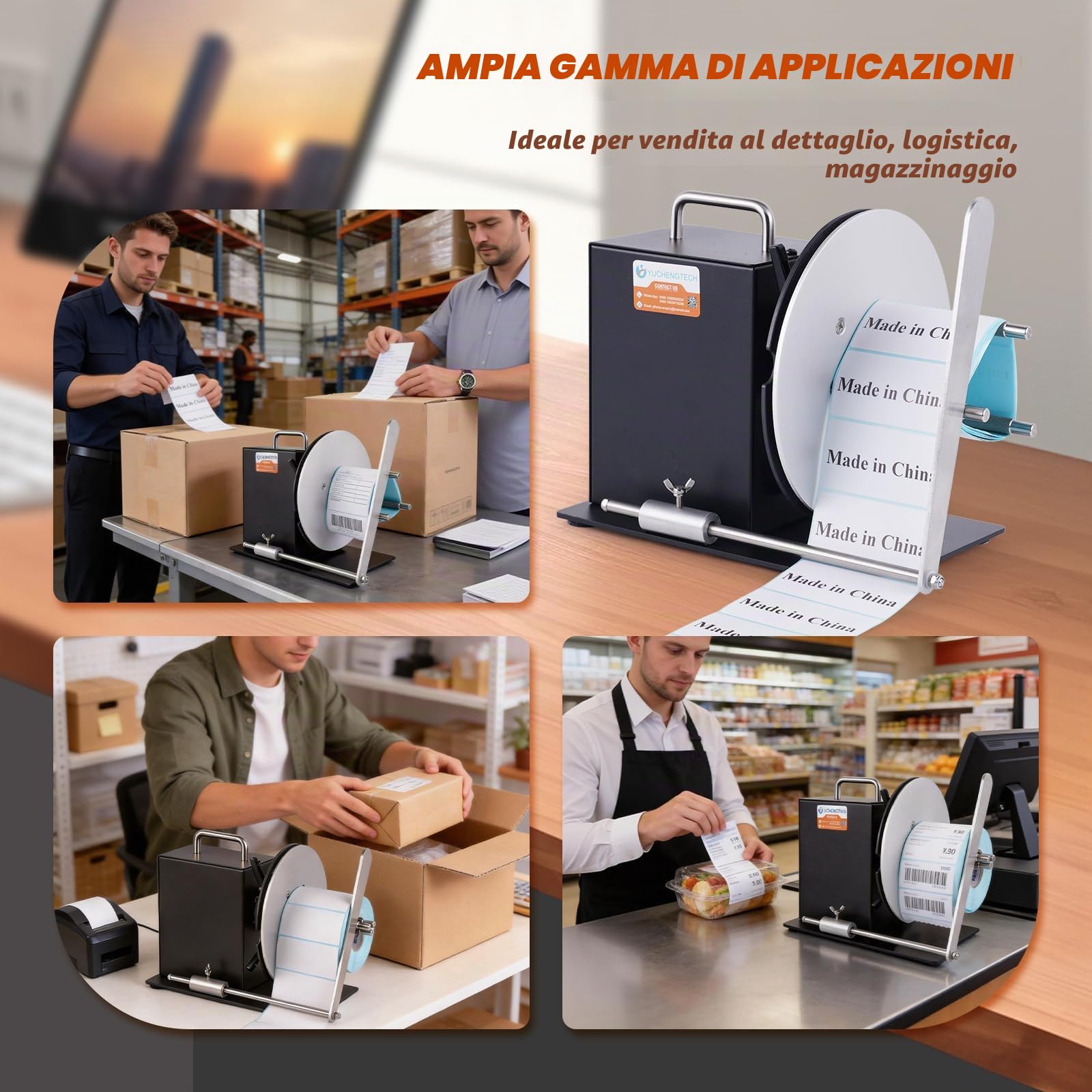 YUCHENGTECH Avvolgitore Etichette Automatico Diametro 185mm | Velocità 0-8 pollici/s Riavvolgitore Etichette Bidirezionale per Nucleo 1-3 Pollici con Istruzioni e Accessori