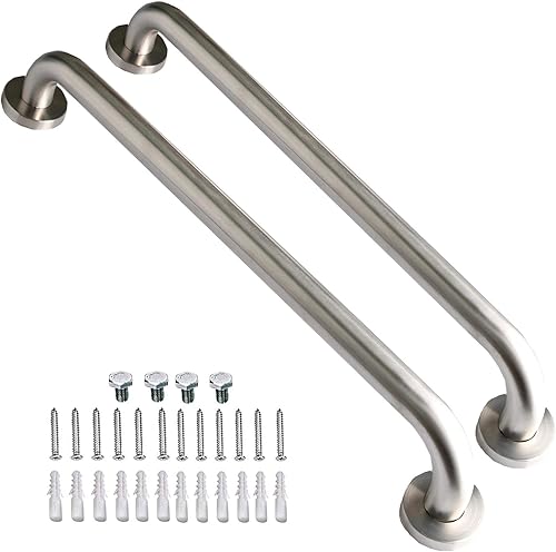 Miniatura 9 de iMomwee - Barra de agarre de ducha negra de 16 pulgadas, 1.25 pulgadas de diámetro, paquete de 2 manijas de acero inoxidable para baño, barra de