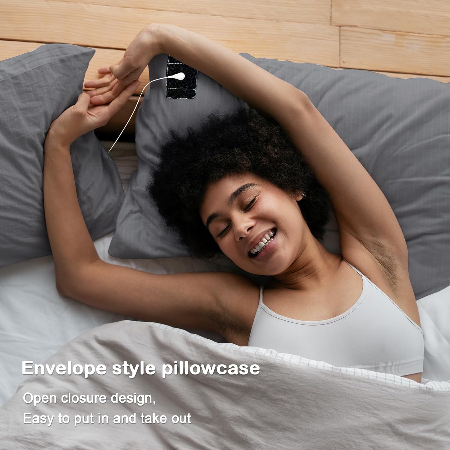 NIULAFR Grounding Pillowcase 2 Pack with Silver Fiber Cotton, Earth Connected Grounding Pillow Case for Better Sleep, Stress Relief 20x30in