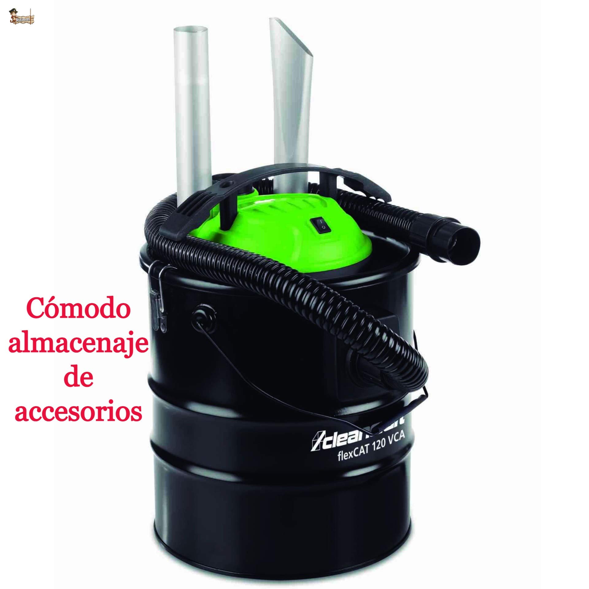 BricoLoco Aspirador de Cenizas para Estufa, Horno, Barbacoa de leña, pellets. Aspiradora Doble Filtro = Filtro de Cartucho + Rejilla Metal. Función soplador. 20 litros. ¡¡¡1.200 WATIOS!!!
