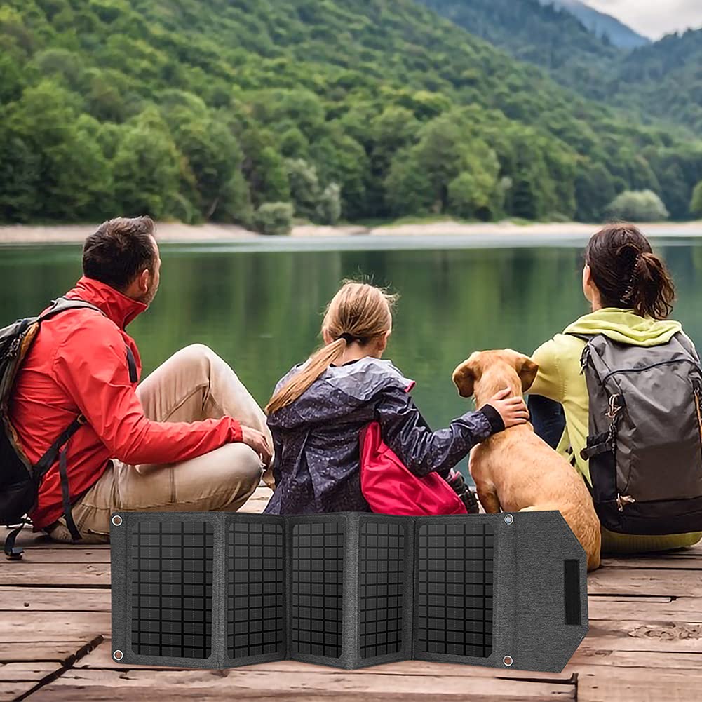 WSHA Portatile 30W Pieghevole Pieghevole Pieghevole Pieghevole Pannello Solare Dual USB Port da Esterno Mobile Power Power Bank Caricabatteria, per RV, Barca, Famiglia, Camping