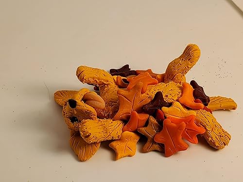 Miniatura 4 de Golden Retriever Miniature Figurine Fall Autumn Rolling in Leaves Polymer Clay Handmade