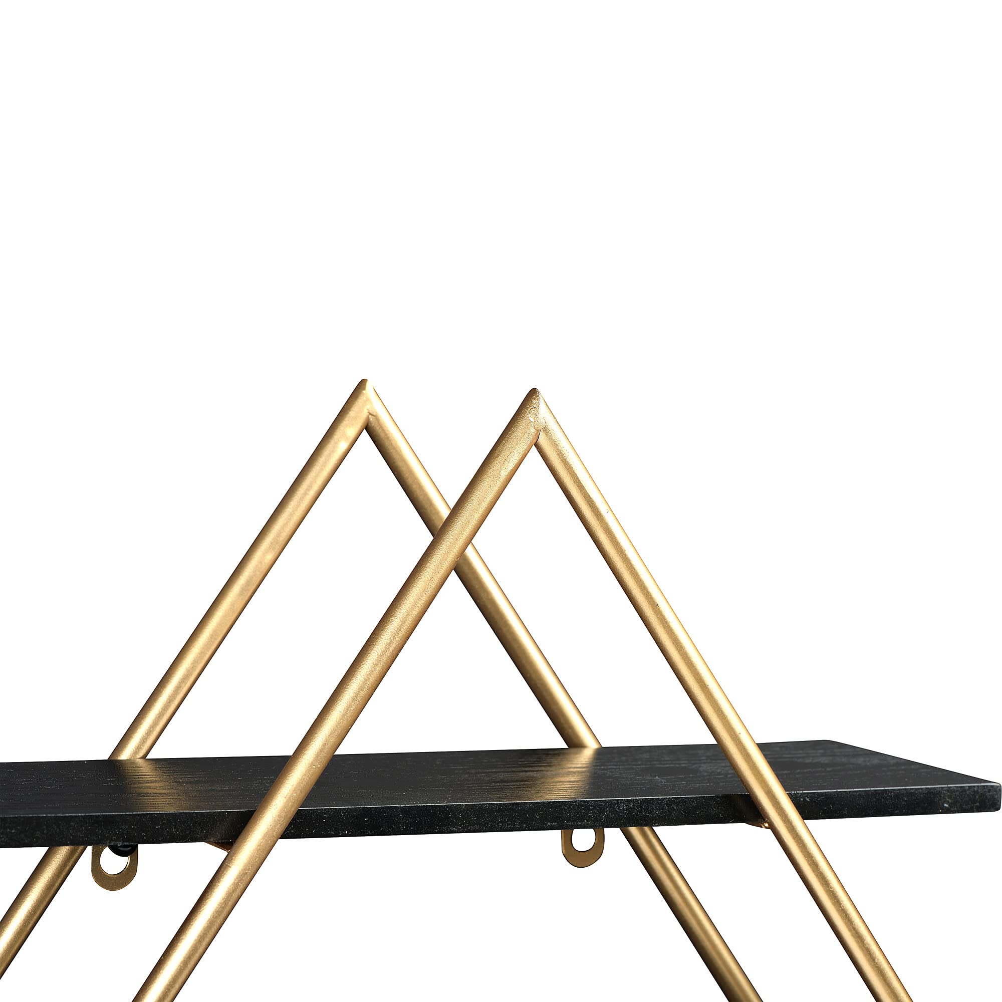 Main + Mesa Estante de Pared de Hierro y Firwood de 68 cm de Largo x 13 cm de Ancho x 61 cm de Alto, Negro y Dorado