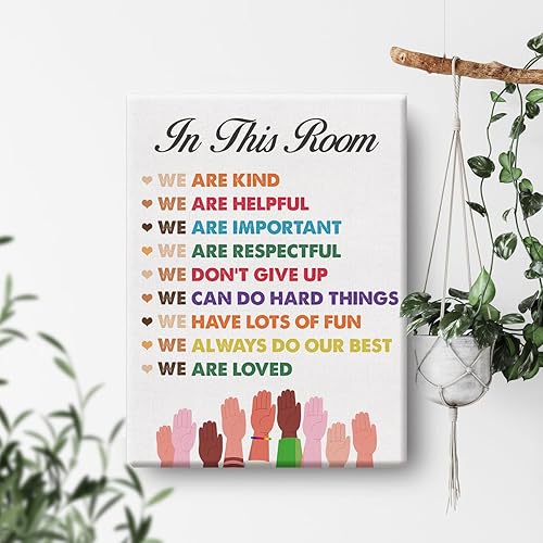 Miniatura 3 de Arte de pared inspirador de diversidad en esta habitación, lienzo de acuarela, impresiones para decoración de pared de aula, oficina, enmarcado,