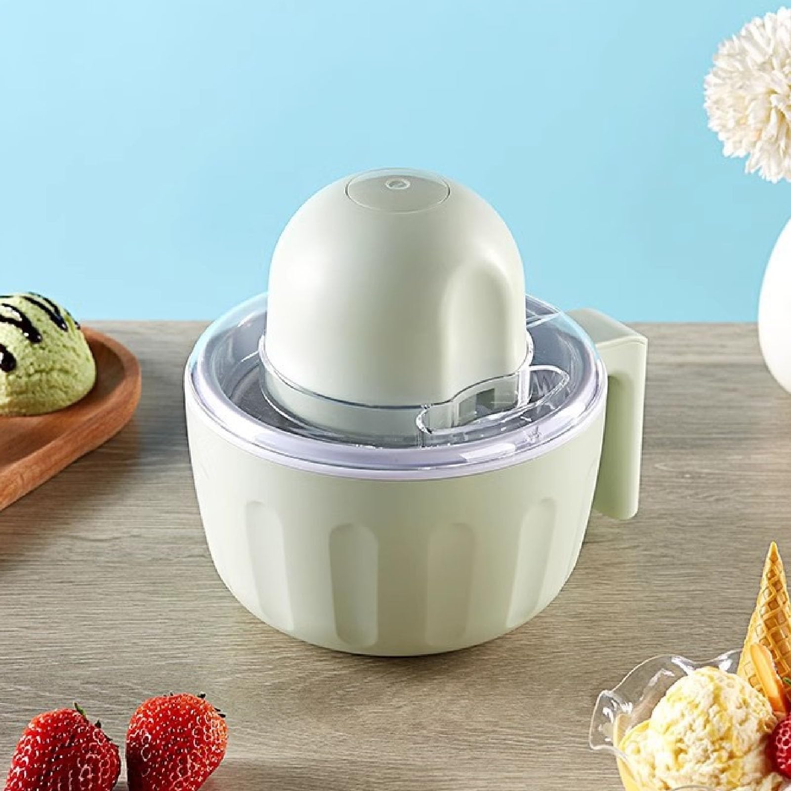 Gelatiera, Personale Elettrico Automatico Portatile da 500 Ml con Ciotola di Congelamento Rimovibile per Dormitori e Piccole Cucine