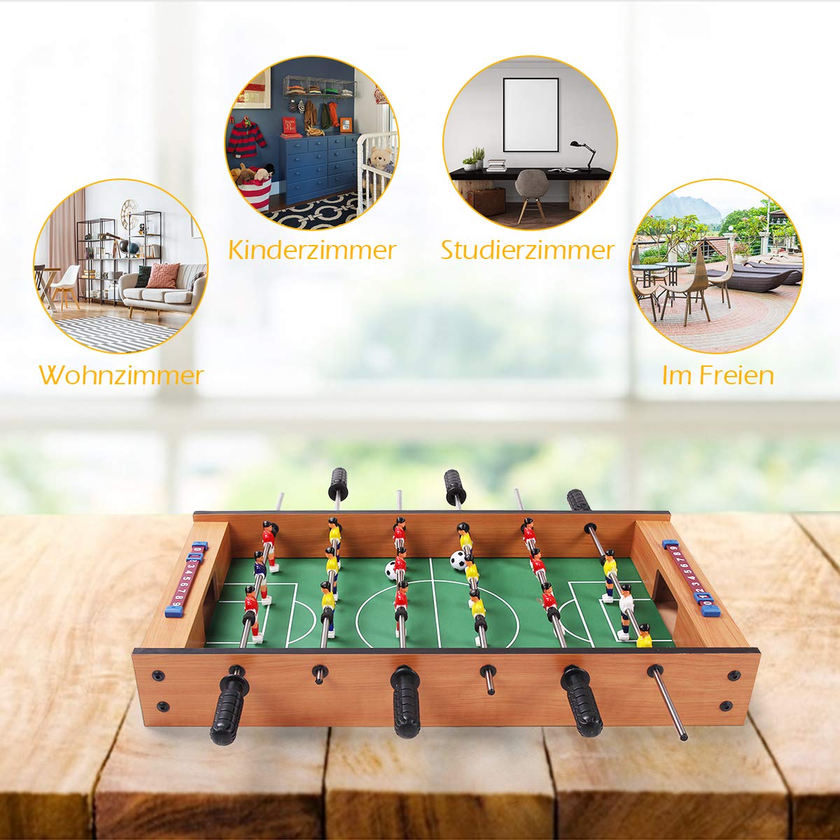 GOPLUS 2-In-1 Tischkicker, Multifunktionstisch mit Airhockey- und Tischfußballspiel, mini Spieltisch, für Indoor und Outdoor, Kickertisch für Kinder Jegendliche und Erwachsene