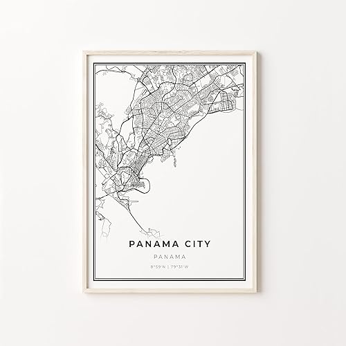 Panama City Print, City Map Art Poster, Panama, Wall Art Decor, Modern Black and White Style, Gift Kitchen