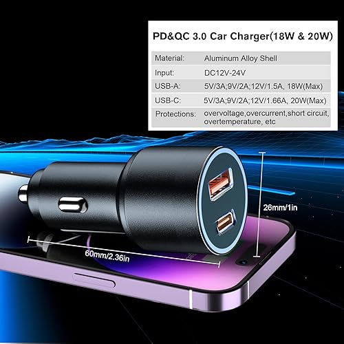 Miniatura 3 de Cargador magnético Magsafe para automóvil, cargador inalámbrico para automóvil con adaptador QC3.0 rápido de 18 W, brazo retráctil para soporte de