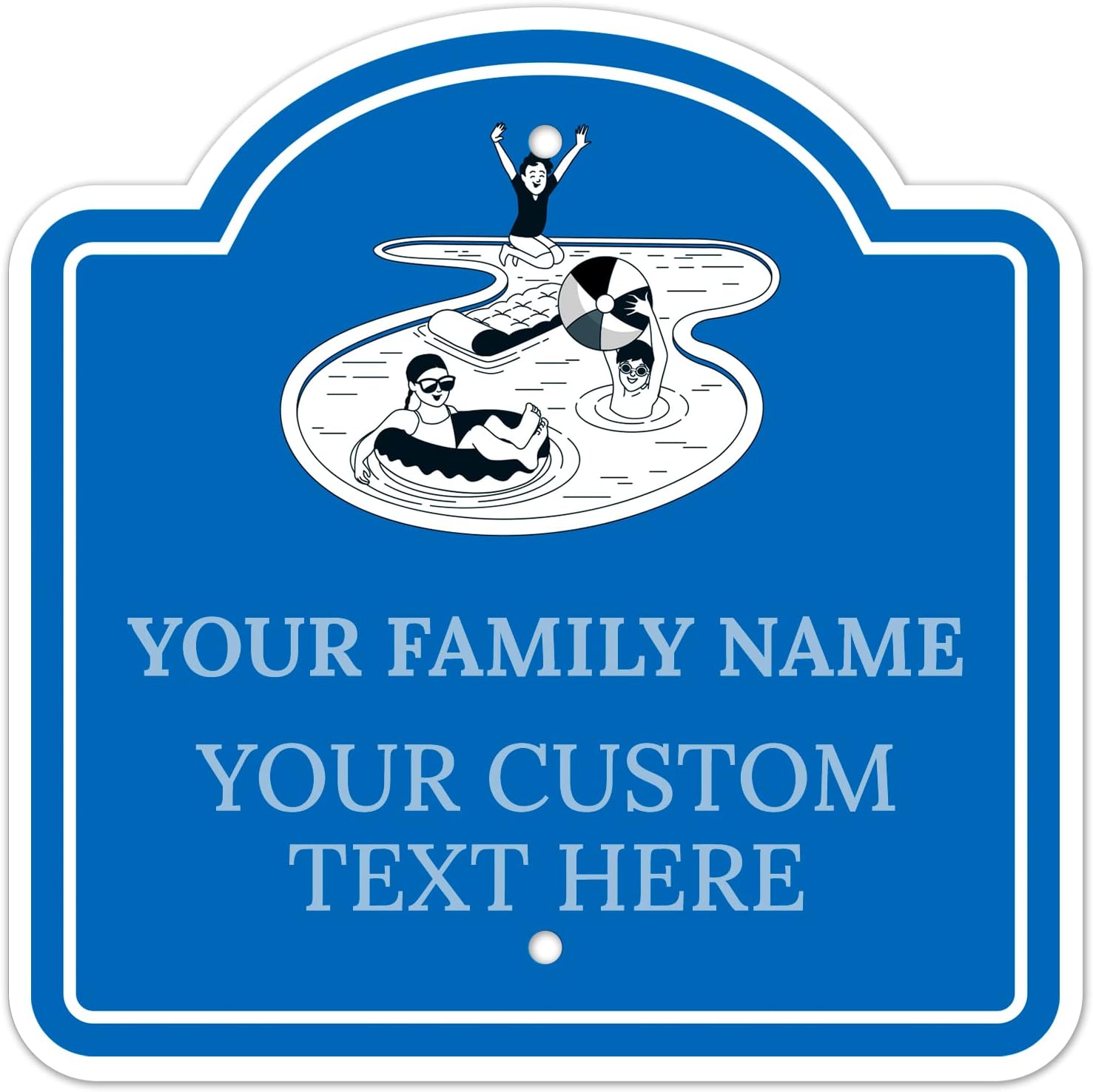 Custom Pool Sign Personalized Swimming Pool Decor Blue Sign with Graphic, 24x24 Inches, ACM, Fade Resistant, Made in USA