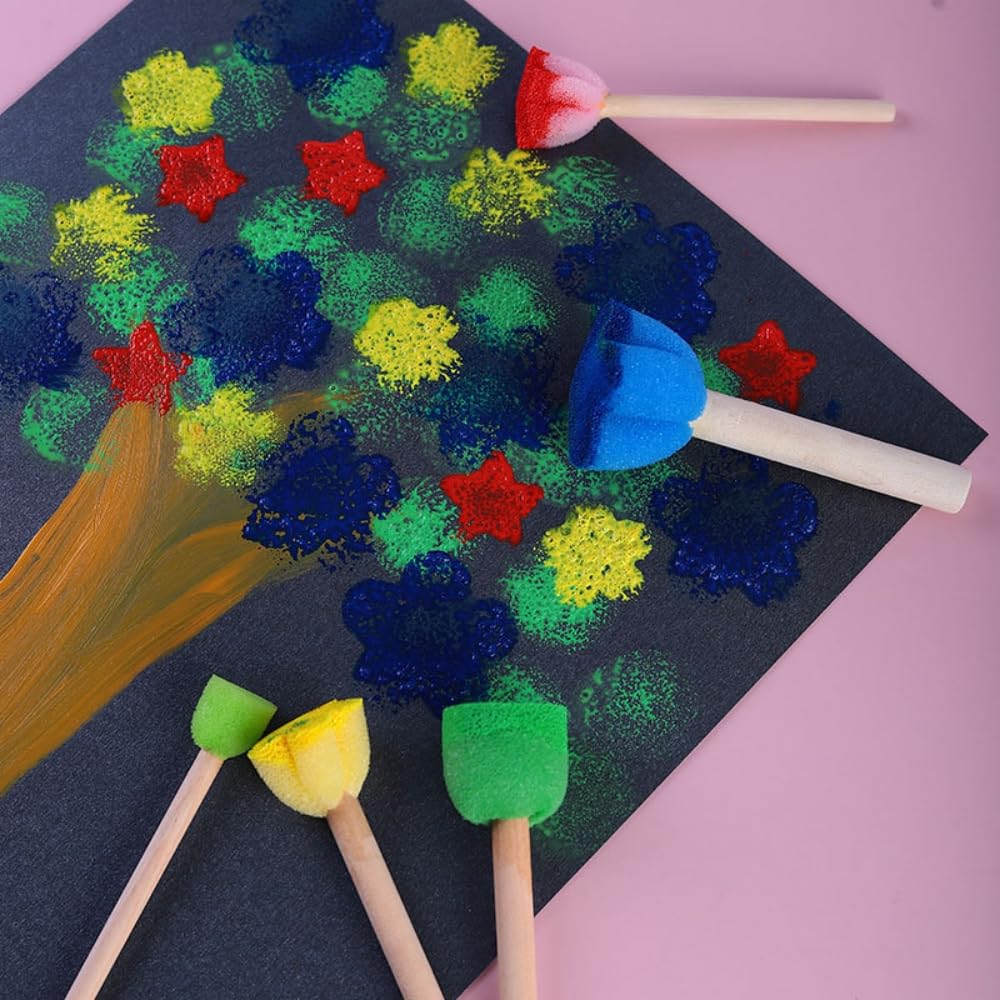 Outil D'Éponge De Peinture,Pinceau Mousse De Peinture Brosse,Brosses À