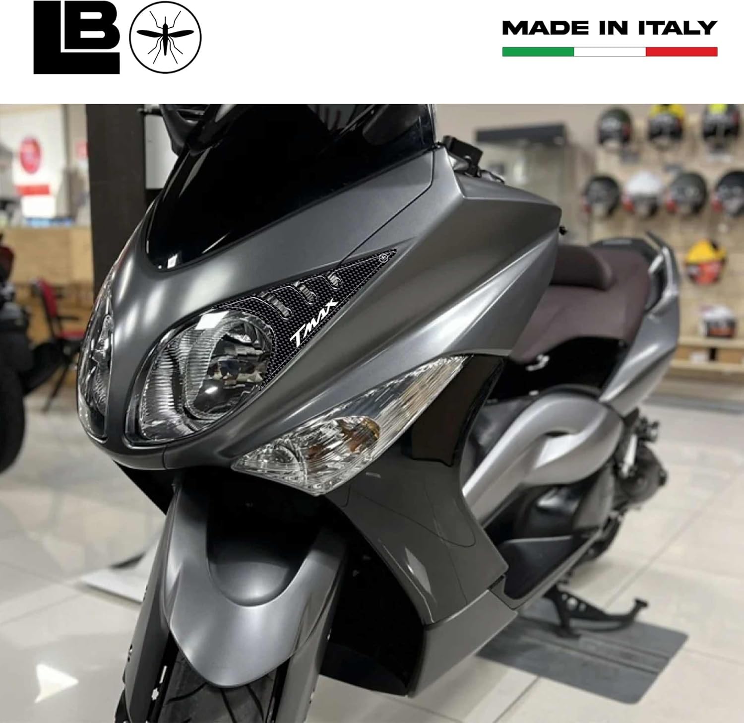 labelbike - 3D Stickers Motorcycle Scooter Headlights Protection and Decoration in Resin Compatible with Yamaha T MAX 2008-2011 - Carbon Color