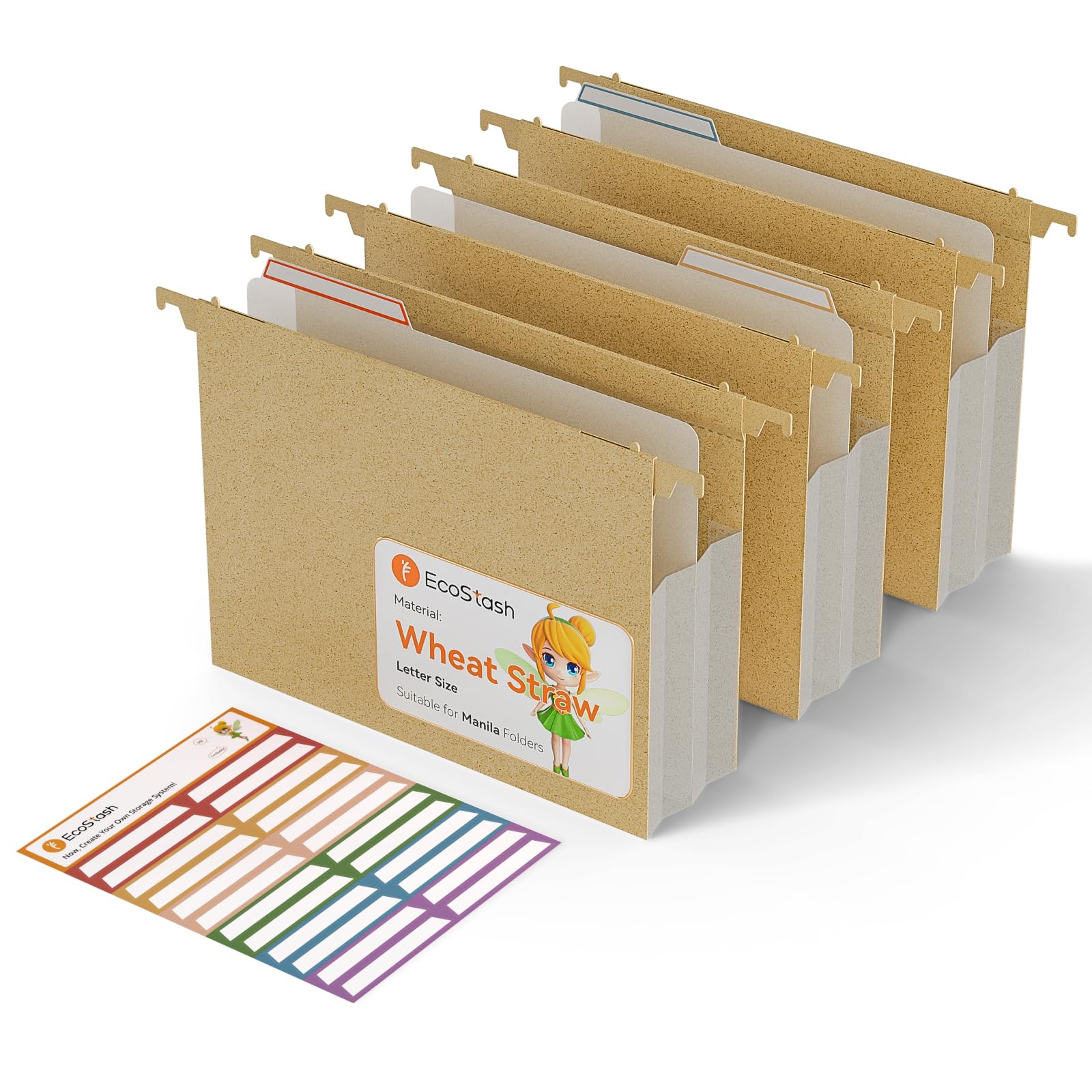 Extra Capacity Hanging File Folders, 3.15" Reinforced Wheat Straw Expanding Hanging Folder Letter Size, Heavy Duty for Filing Cabinets, File Organizer