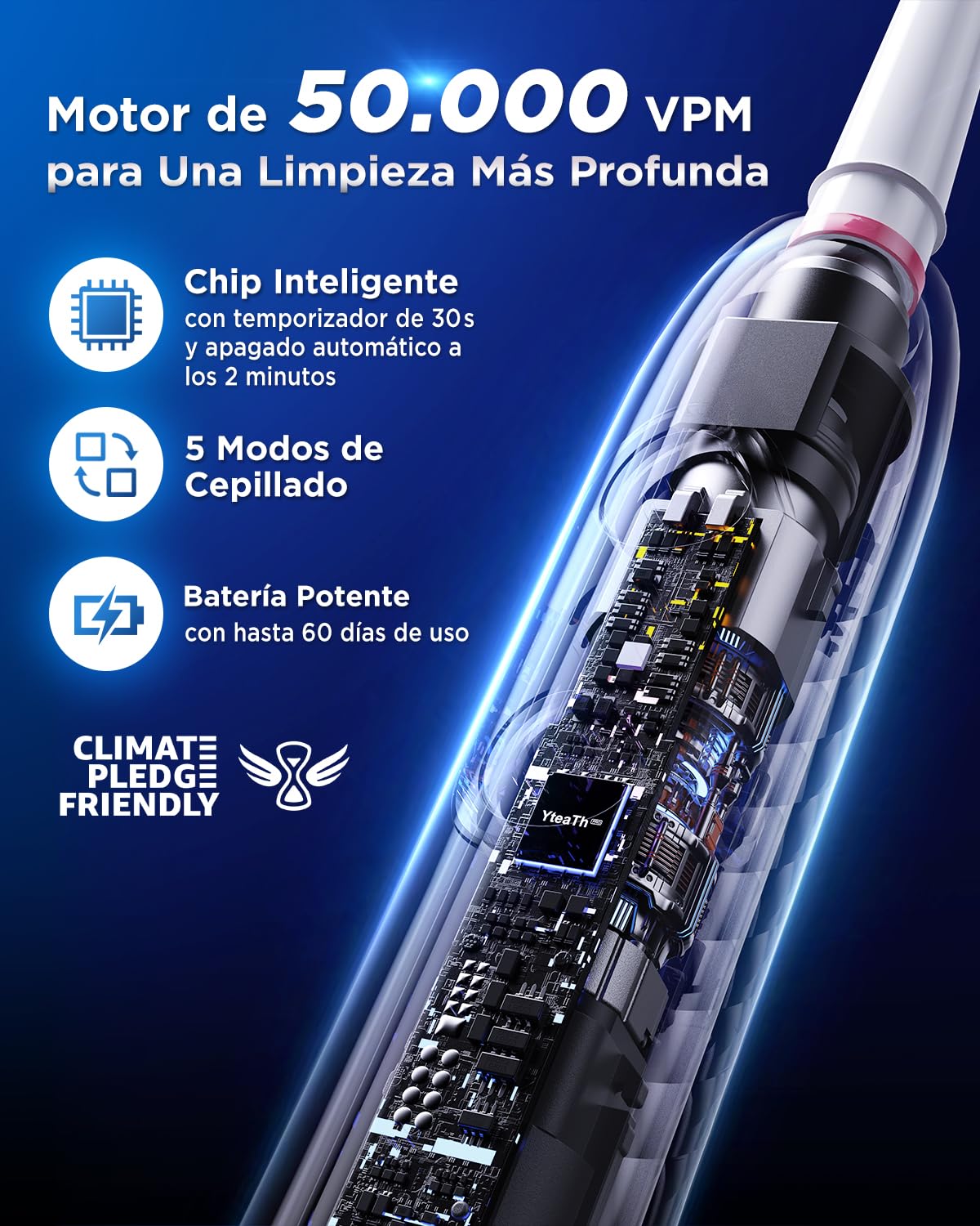 Cepillo de Dientes Eléctrico de Rotación para Dientes Sensibles - Cepillo Eléctrico Adultos 3 Intensidades, 5 Modos, 8 Cabezales, IPX7 Impermeable, Cepillo Dientes Electrico Viaje, Verde Claro