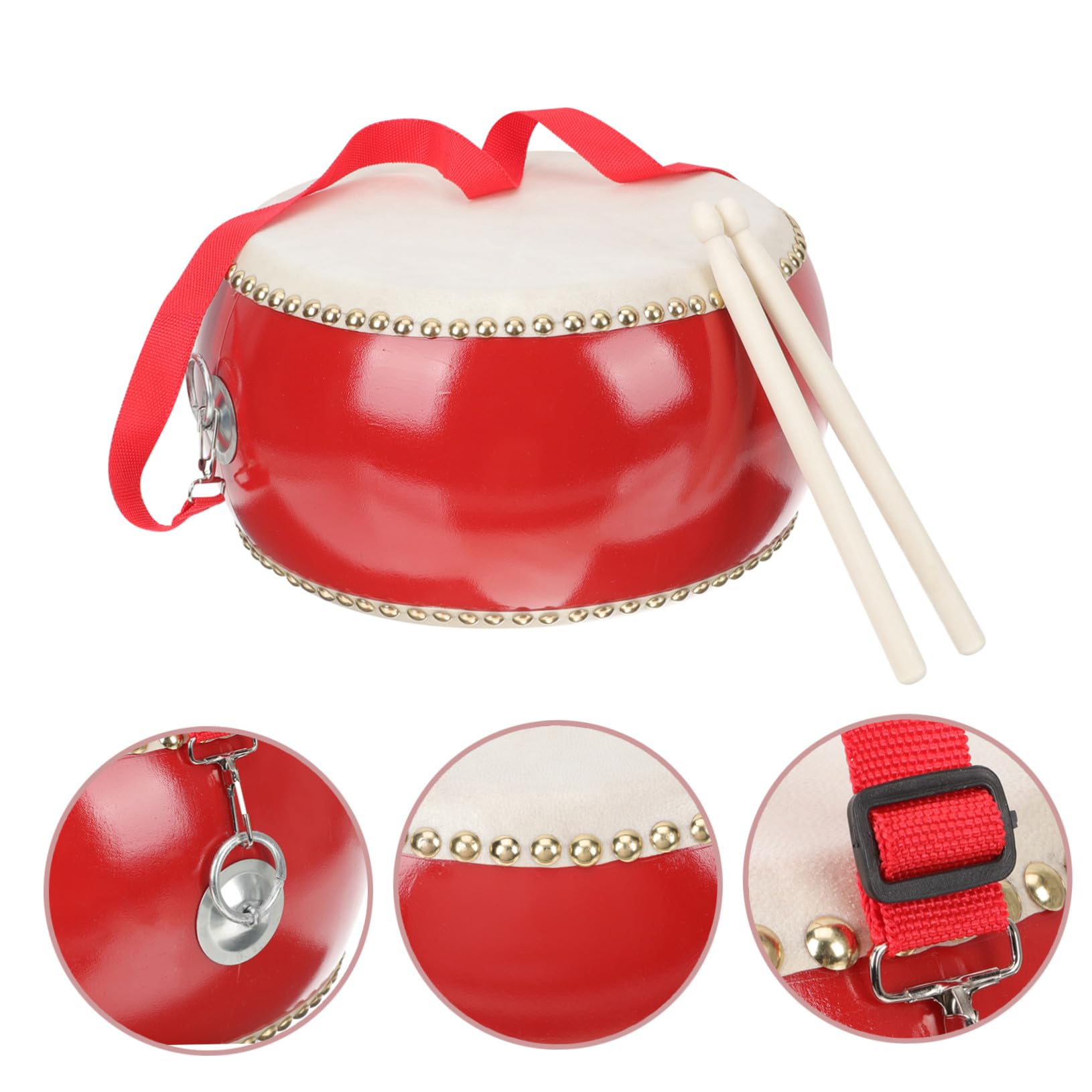 Tamburo Musicale in Legno e Pelle Bovina, per Bambini | Finitura Artigianale, con Bacchetta Inclusa, per Feste di Celebrazione e Lezioni di Musica Back To School Party Stile Casuale