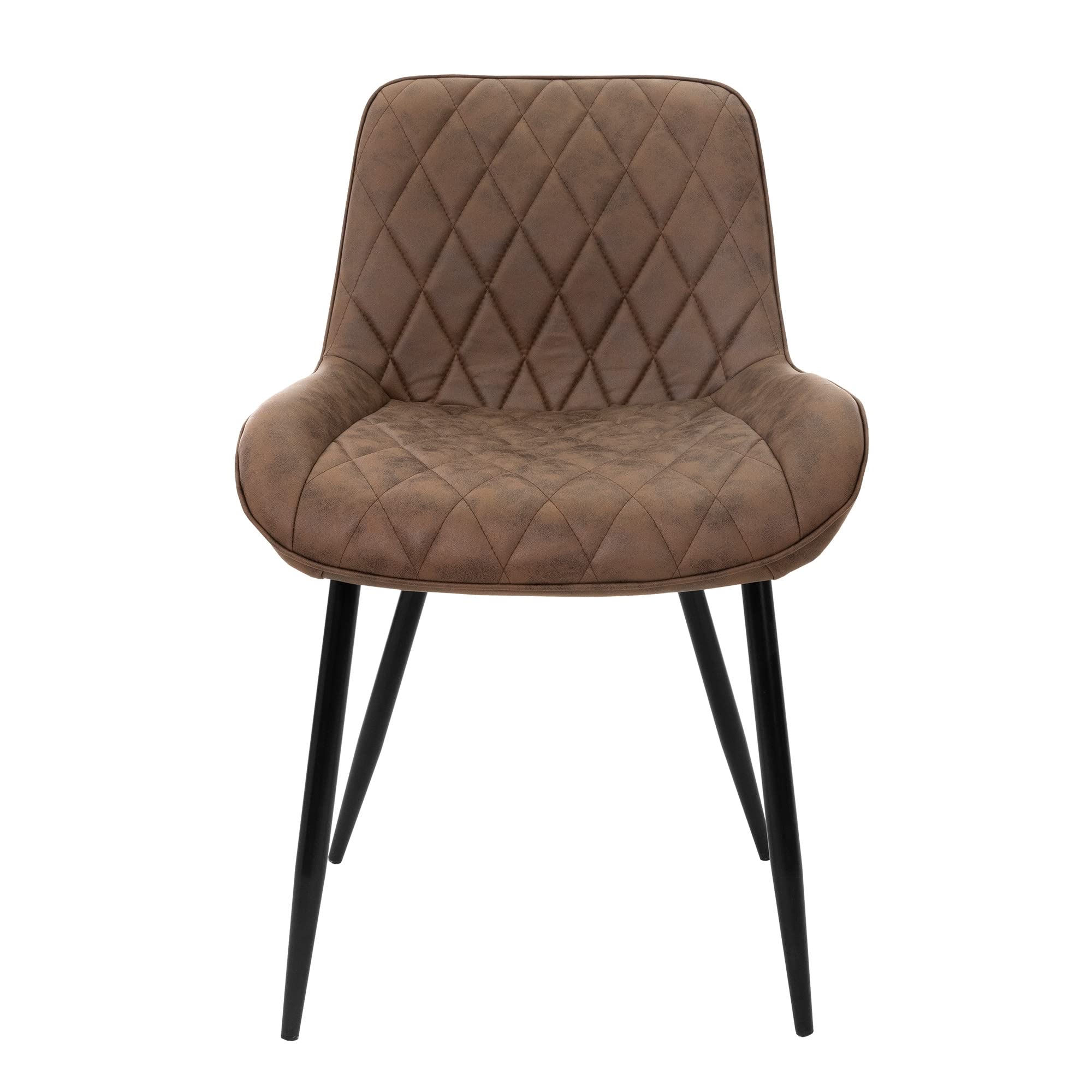 ML-Design 4 Zestaw eleganckich foteli do jadalni z wygodnym oparciem i podlokietnikami brazowa tapicerka z ekoskóry solidne metalowe nogi idealne jako siedziska do kuchni salonu i jadalni