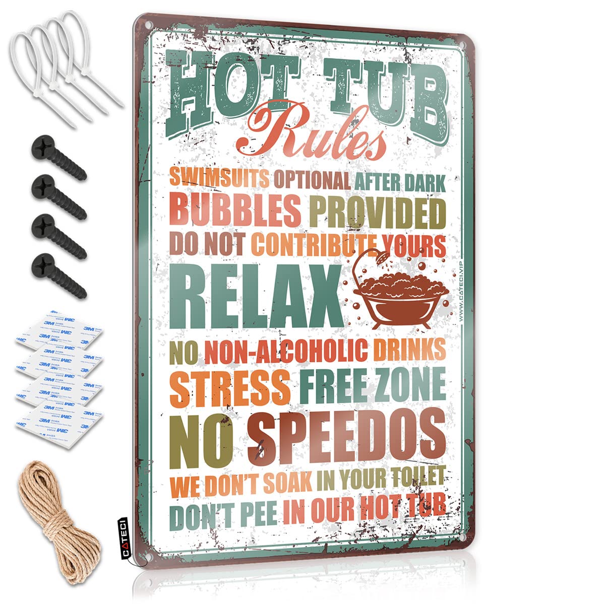 Funny Home Sign Funny Hot Tub Rules Sign Garage Accessories For Man Cave Bedroom Door Decor(30X40CM)