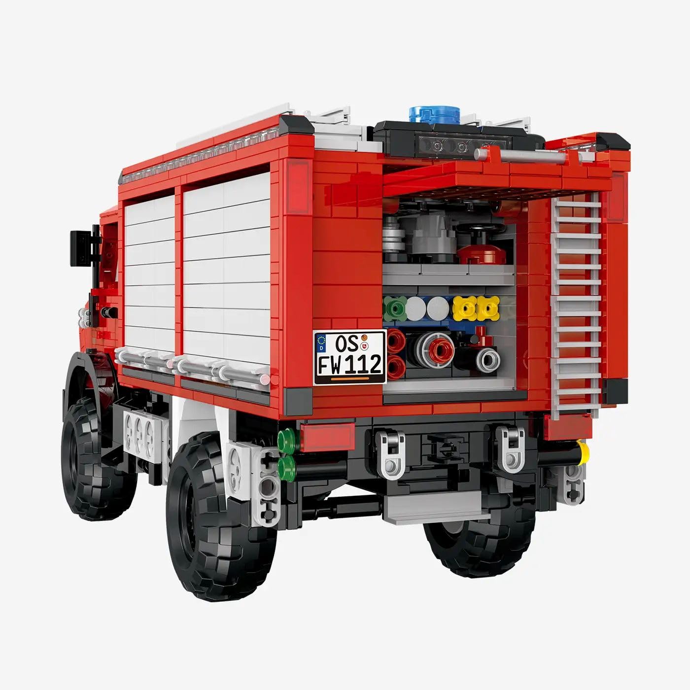 BlueBrixx Schlingmann TLF 3000 VARUS 4x4, 2029 Klemmbausteine, Feuerwehr | Maßstab 1:20, aufklappbare Türen und Geräteräume, motorisierbar, Dachwerfer, offizielles Lizenzset, 109967